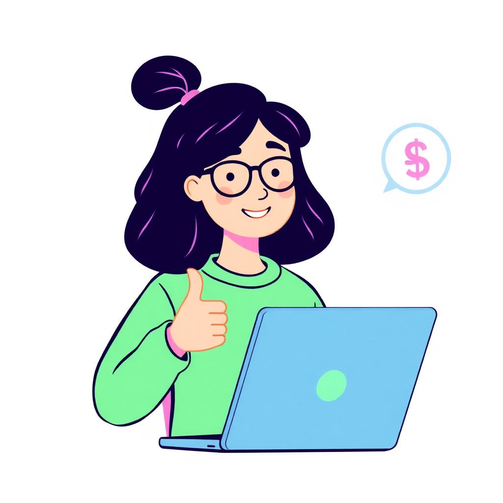 Beginner earner giving a thumbs up while using a laptop