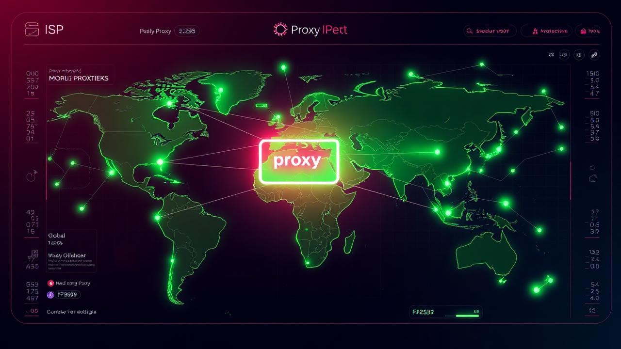 HumbleSkill proxy marketplace dashboard showing ISP and Mobile proxies across a global network