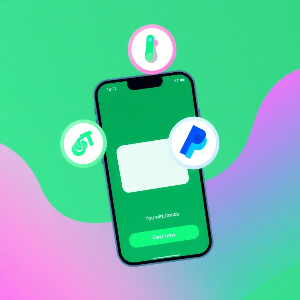 Mobile wallet showing withdrawal success with USDT and PayPal icons